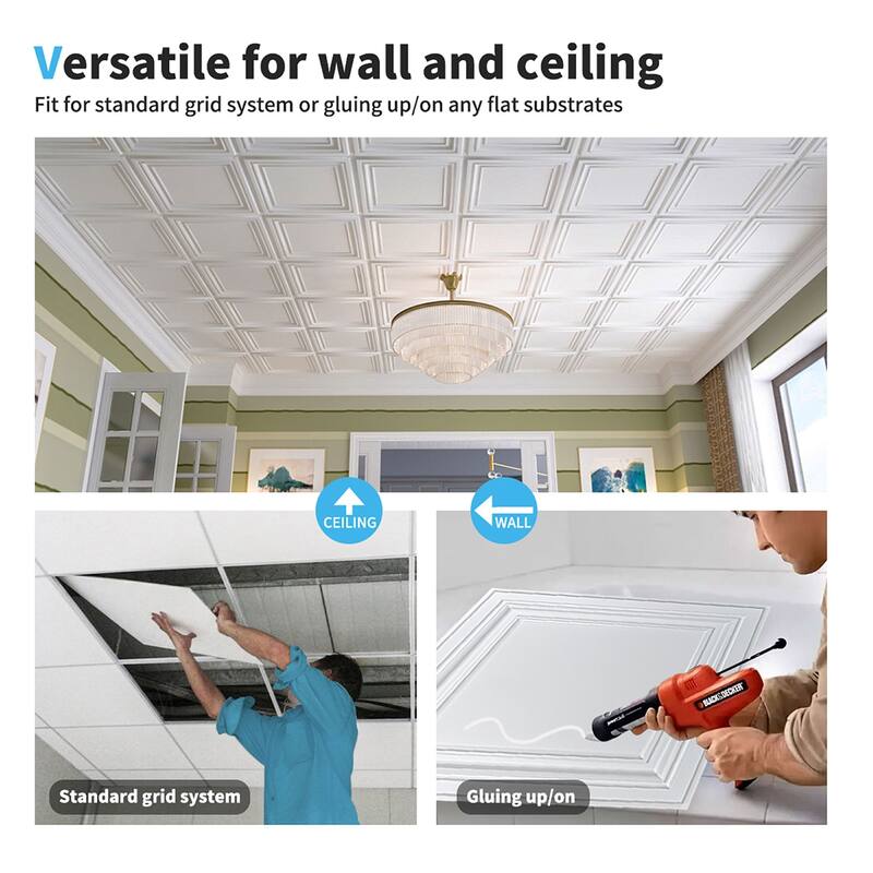 Art3d 2x2 PVC Decorative Suspended Ceiling Tiles,Glue-up Ceiling Tile,12Pcs