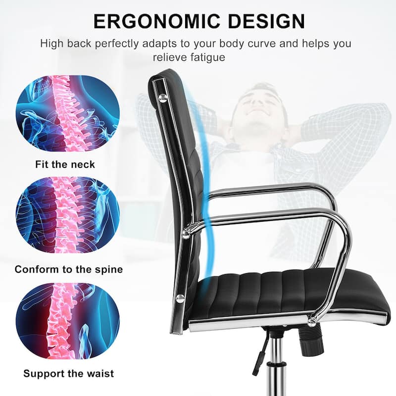 Gymax PU Leather Office Chair High Back Conference Task Chair