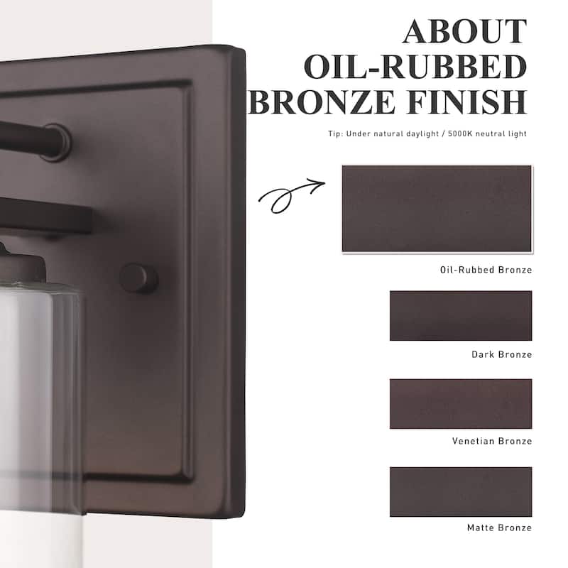 Bathroom Vanity Wall Light with Glass Shade and Rubbed Bronze Finish