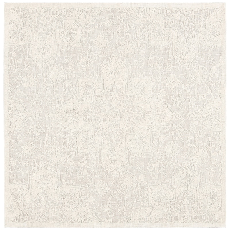 SAFAVIEH Handmade Abstract Eugenija Modern Wool Rug - 6' Square - Ivory/Beige