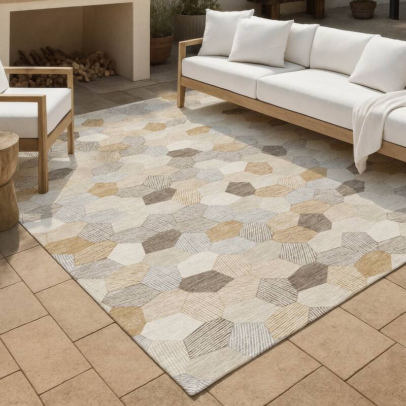 Machine Washable Indoor/ Outdoor Modern Loyd Chantille Rug - Ivory - 8' x 10'