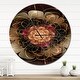 preview thumbnail 7 of 8, Designart 'Dark Gold Red Fractal Flower Pattern' Oversized Floral Wall CLock