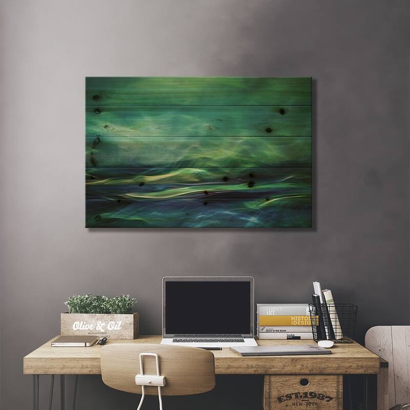 Northern Lights Print On Wood by Willy Marthinussen - Multi-Color