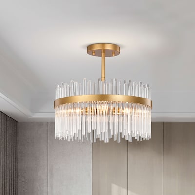 Casandra 4-light Glossy Bronze Flush Mount with Clear Glass Bars - Glossy Bronze - 17 inches in diameter x 17.3 inches H
