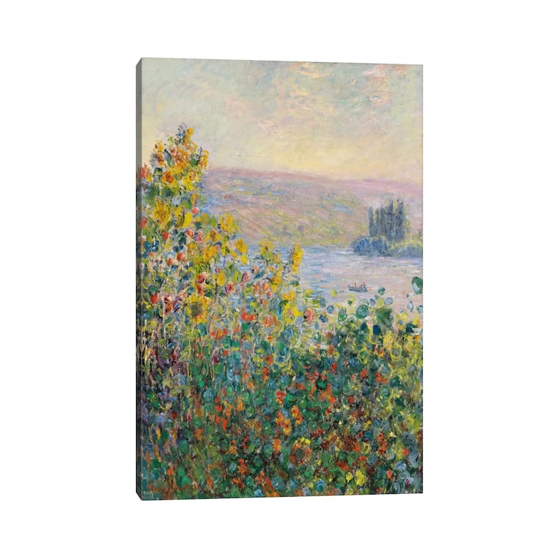 iCanvas "Flower Beds at Vetheuil" by Claude Monet Canvas Print