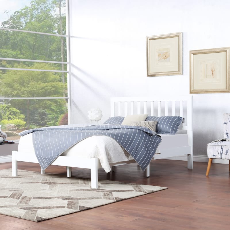 Wooden Bed Frame Wood Slat Support Bed Queen Size Platform Bed