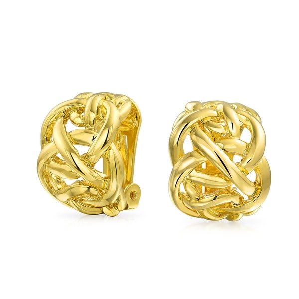 Bling Jewelry Gold Plated Br Celtic Knot Half Hoop Clip On Bling Jewelry Gold Plated Br Celtic Knot Half Hoop Clip On Earrings