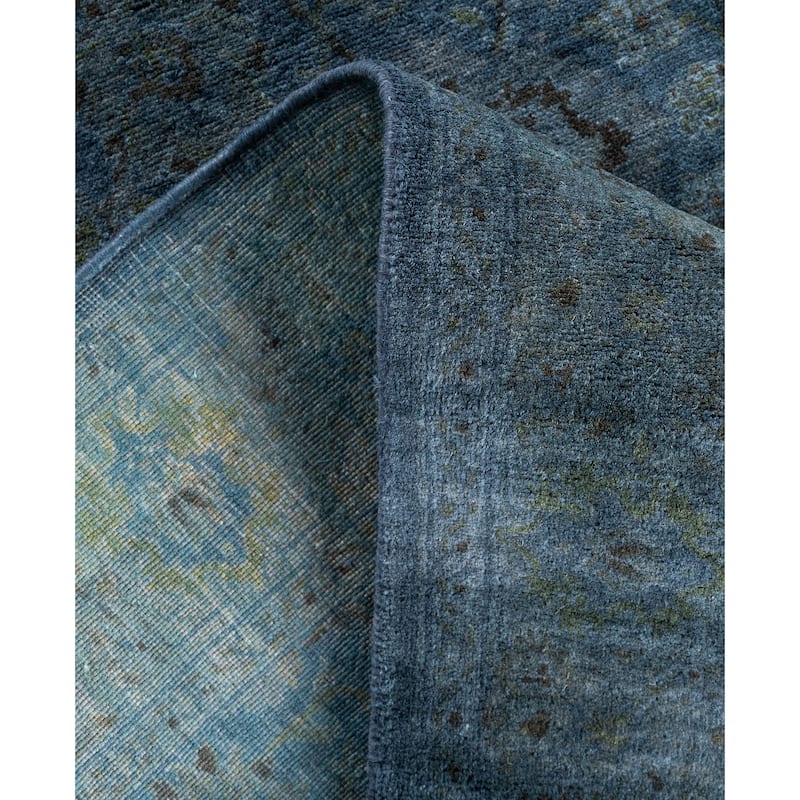 Overdyed One-of-a-Kind Hand-Knotted Runner Rug - Gray - 2' 7" x 9' 7"