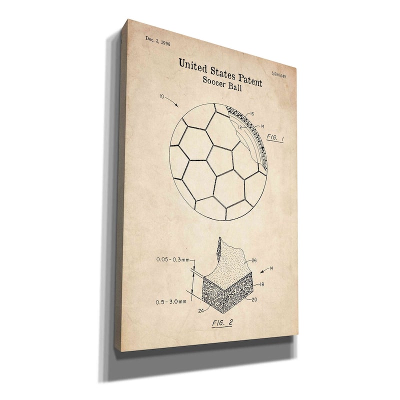 Epic Graffiti 'Soccer Ball Blueprint Patent Parchment' Canvas Wall Art