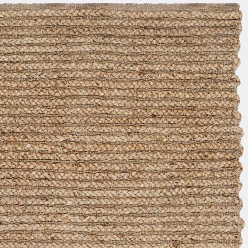 Area Rug 6x9 Natural Blue Jute Denim Braided Flatweave Living Room Bedroom Rug - 108 x 72