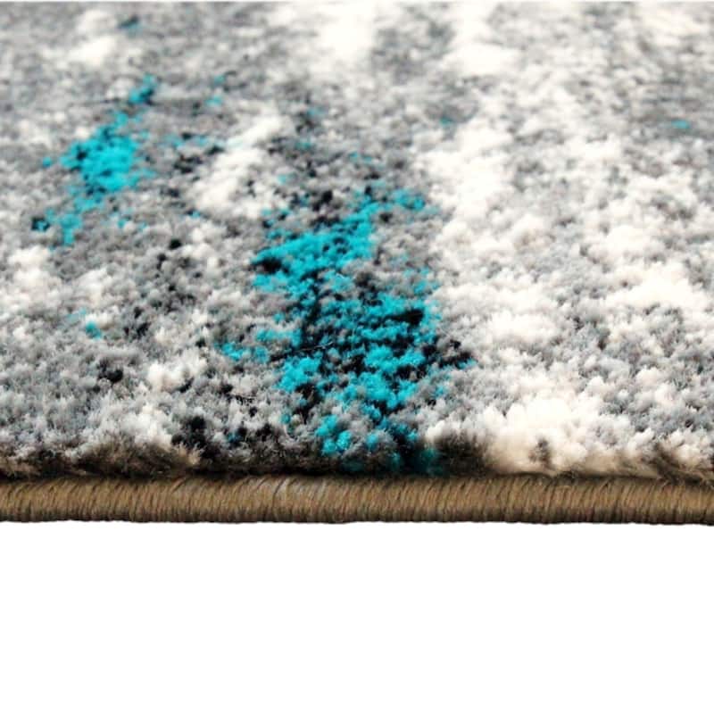 Distressed Motif Indoor Jute Back Olefin Area Rug