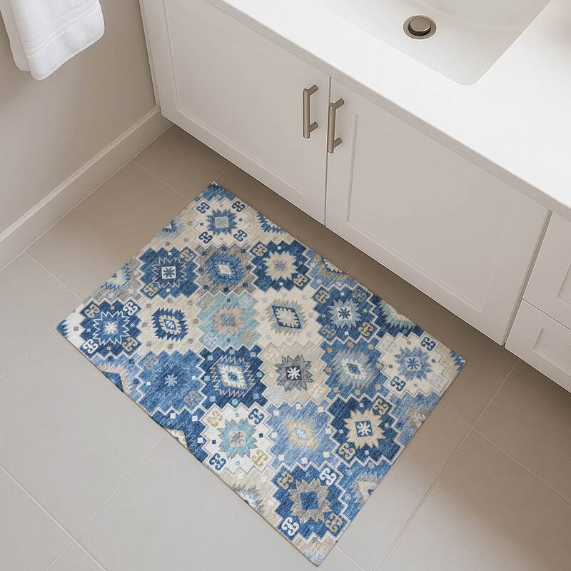 Premium Washable Super Soft Southwest Tribal Mayfield Rug - Blue - 1'8" x 2'6"