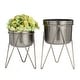 preview thumbnail 9 of 19, CosmoLiving by Cosmopolitan Metal Modern Planter (Set of 2) - S/2 7", 7"W