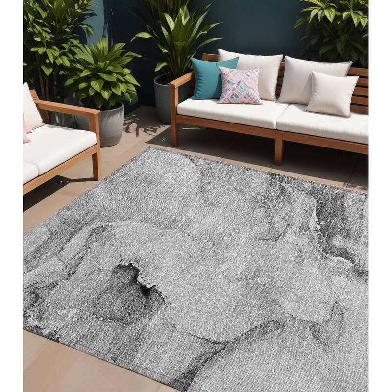 Lalu Artistic Abstract Weather Resistant Classic Meets Modern Outdoor Rug - 9' X 12' - Multi