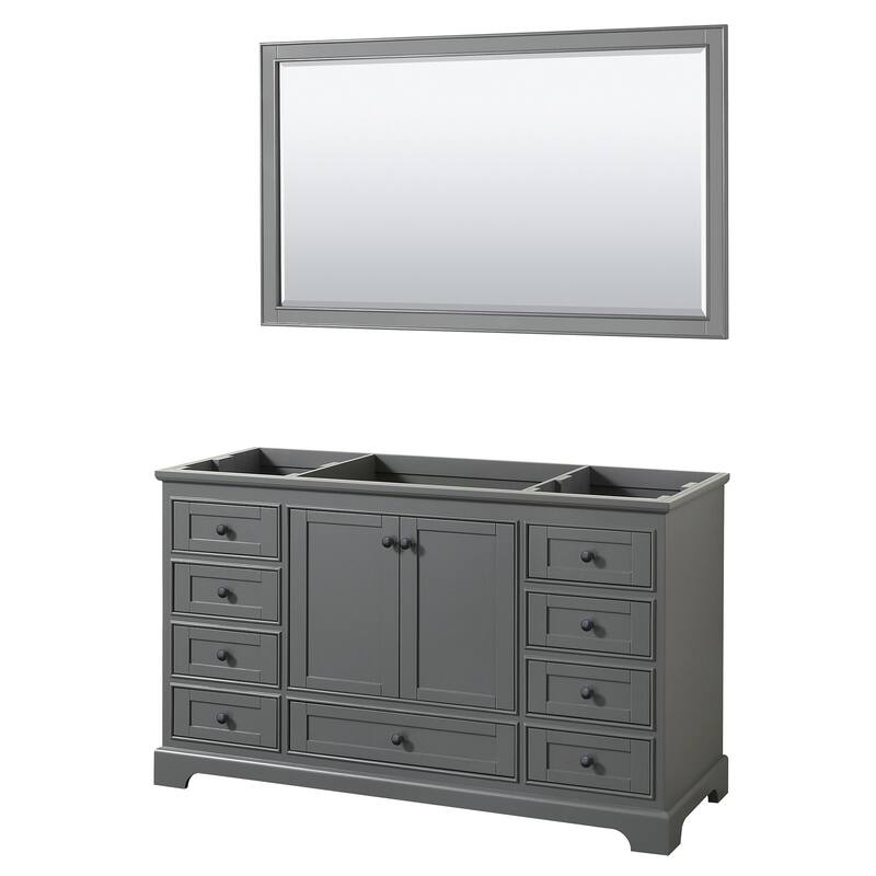 Wyndham Collection Deborah 59-1/4" Free Standing Single Wood Vanity - Dark Gray / Matte Black Hardware