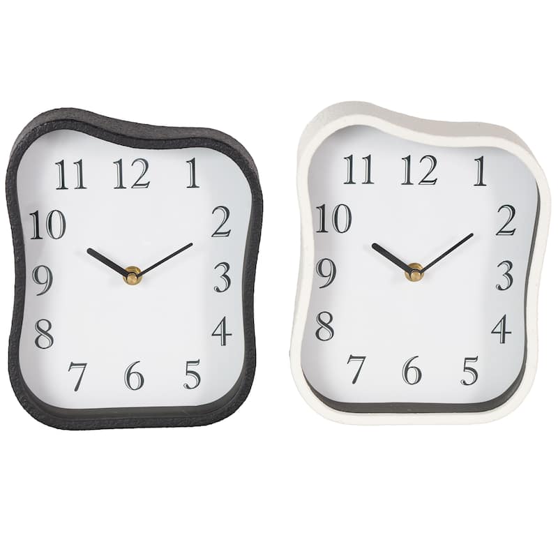 Metal Textured Clock with Gold Accents - Set of 2 Multi Colored - Roche River Decor - Multi Colored