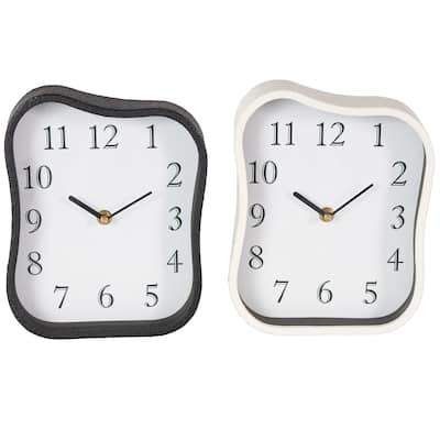 Metal Textured Clock with Gold Accents - Set of 2 Multi Colored - Roche River Decor
