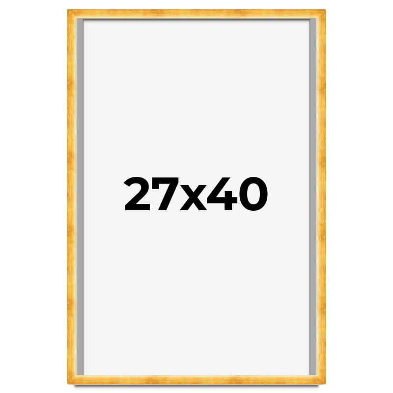 27x40 Shadow Box Frame Gold | 1.625 Inches Deep Real Wood Traditional