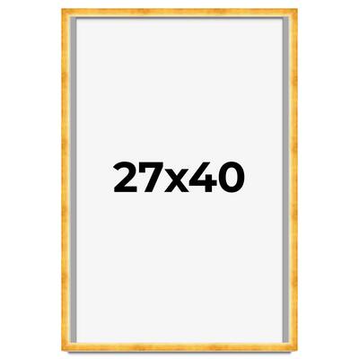 27x40 Shadow Box Frame Gold | 1.625 Inches Deep Real Wood Traditional