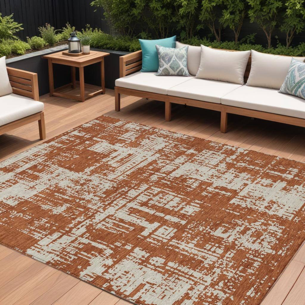 HomeRoots Abstract Transitional Rectangle Outdoor Rug
