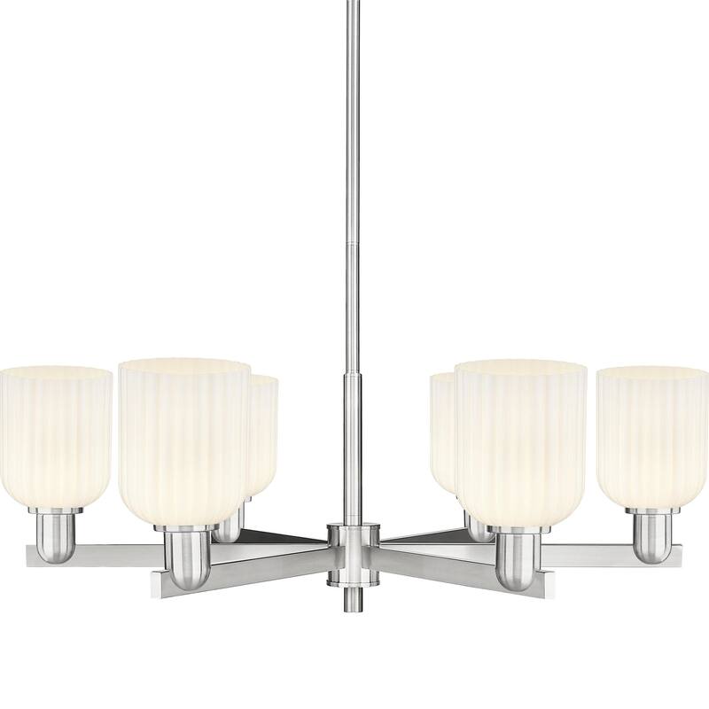 Innovations Lighting 716-6CR-11-35 Bridal Veil Chandelier Bridal Veil - Satin Nickel / Gloss White