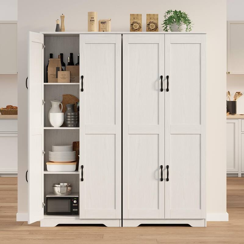 Kitchen Pantry Cabinet, Freestanding Black Pantry Storage Cabinet