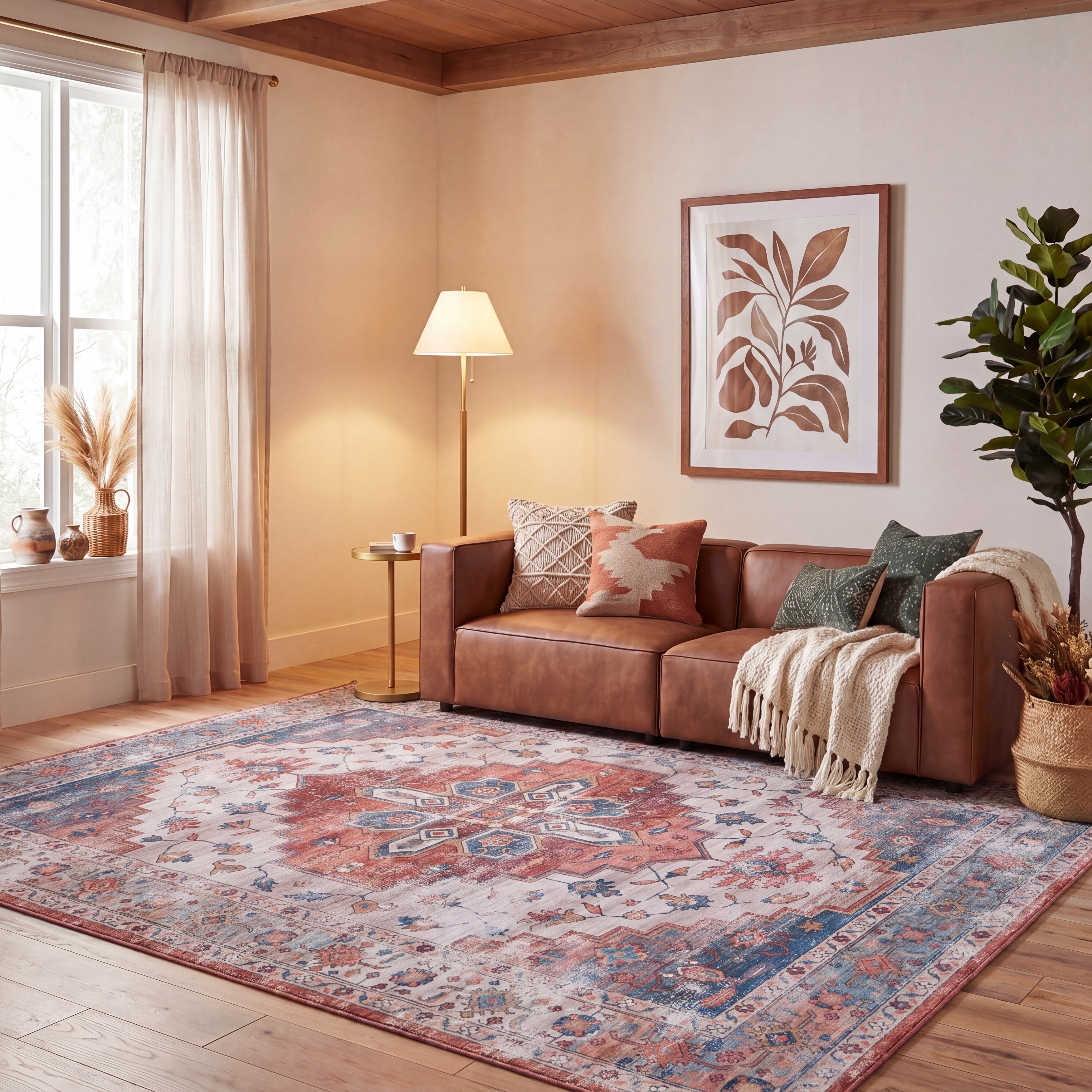 SAFAVIEH Tucson Machine Washable Slip Resistant Malvina Oriental Medallion