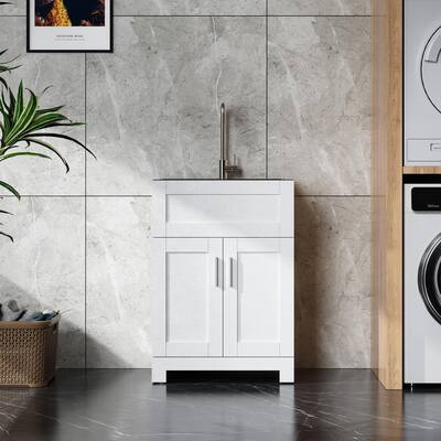 Goodyo 24-Inch Sink Bathroom Vanity Combo, White Ceramic Sink, MDF Cabinet with Ample Storage