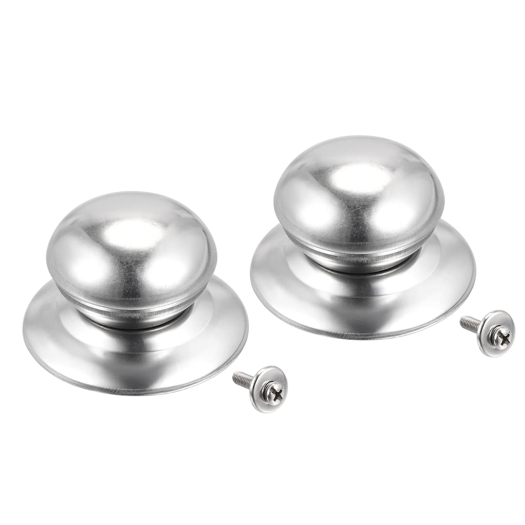 Universal Pot Lid Knob, Stainless Steel Replacement Knob 66x49x37mm, 2pcs - Silver Tone