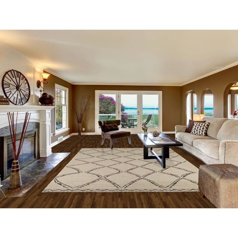 Trellis Modern Moroccan Area Rug Handmade Wool Carpet - 8'2"x 10'10"