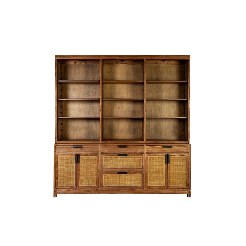 Furniture Classics Pine Cane DeWitt Display Storage Cabinet