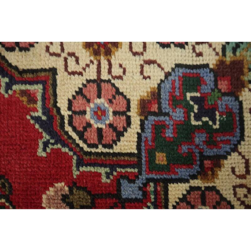 Hand Knotted Oriental 100% Wool Carpet Traditional Geometric Red Tabriz Area Rug - 4' 9'' X 3' 2''