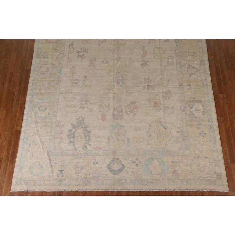 Floral Oushak Turkish Rug Handmade Wool Carpet - 8'11"x 12'11"