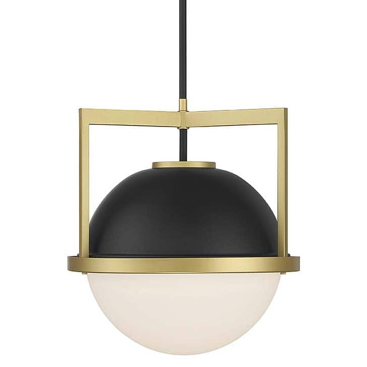 Savoy House 7-4600-1 Carlysle 15" Wide Pendant - Matte Black / Warm Brass