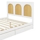 preview thumbnail 7 of 19, Queen Size Wood Storage Platform Bed with 2 Drawers, Rattan Headboard and Footboard