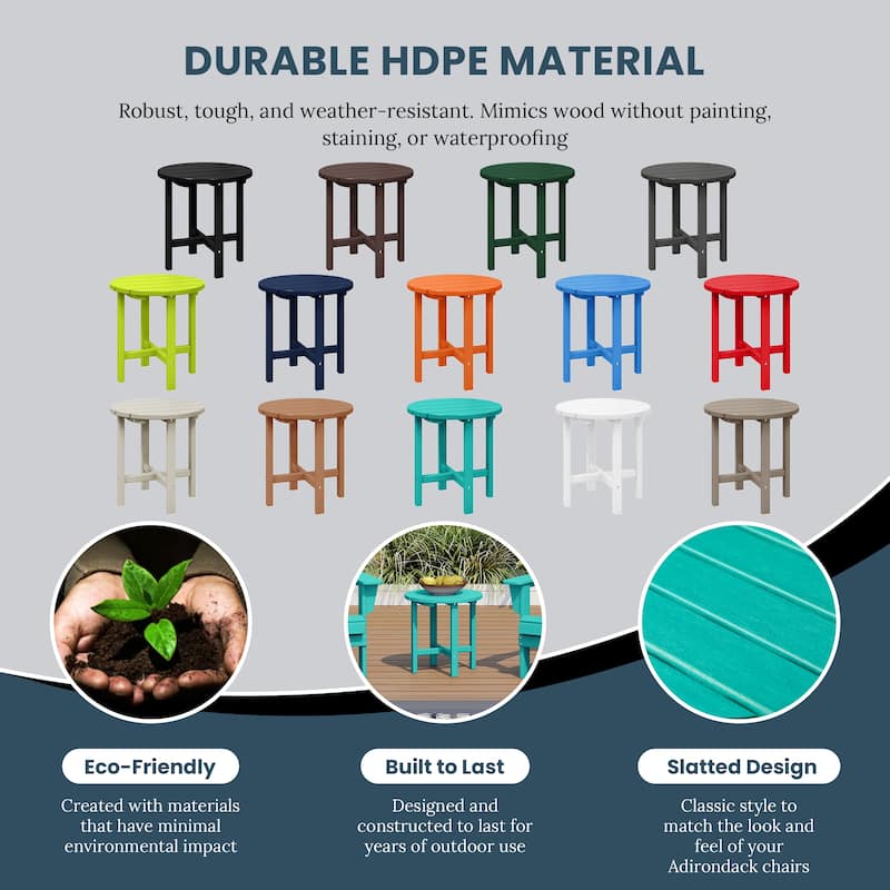 Polytrends Altura Eco-friendly All Weather Round 18" Side Table