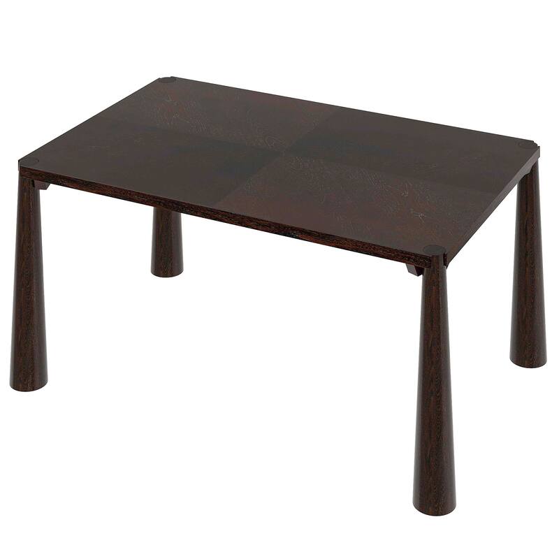 7-Piece Dining Table Set for 6, Wood Kitchen Table Set with Upholstered Chairs & Diagonal Pattern Tabletop
