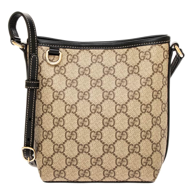 Gucci GG Emblem Nano Bucket Bag - Beige and Dark Brown with Black