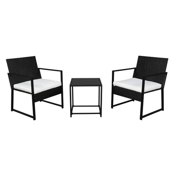 3PCS Outdoor Rattan Furniture Set Single Chair and Coffee Table with