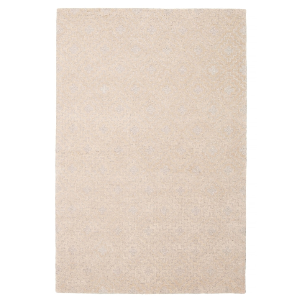 ECARPETGALLERY Hand Tufted Timeless Khaki Wool Rug - 5'0 x 7'7