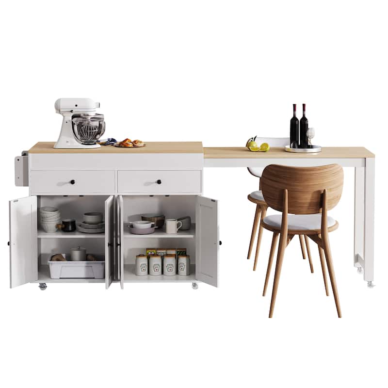 Kitchen Island with Spice Rack and 2 Drawers