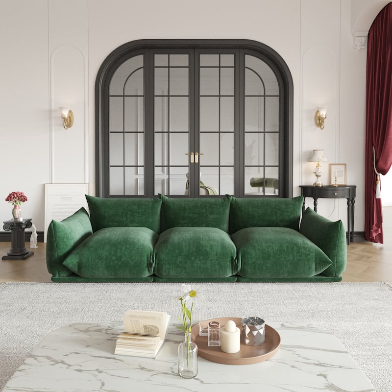 Modern Comfy 3 Seater Couch, Chenille Sectional Sofa 3 Seats Modular Couches with Thick Cushion