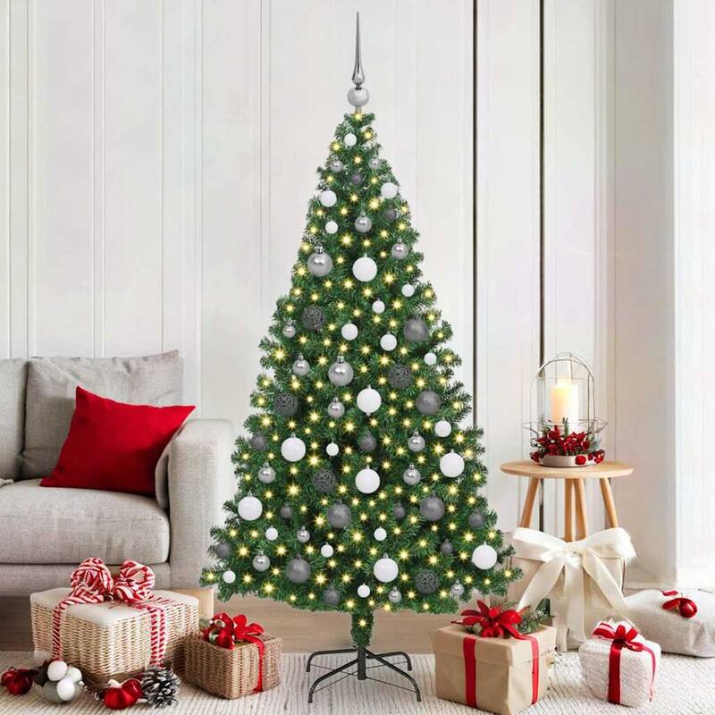 vidaXL Artificial Christmas Tree Green 70.9" PVC and Steel and Plastic - 37 x 37 x 71