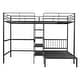 preview thumbnail 26 of 28, L Shaped Full Over Twin Bunk Bed with Built-in Desk and Storage Shelves, Metal Bedframe with Guardrails for Kids, Teens