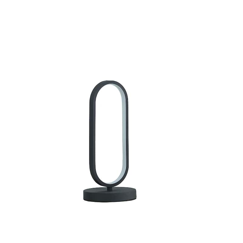 14" Contemporary Black Open Oval Metal Table Lamp - Small