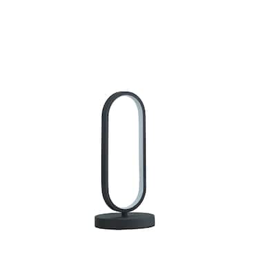 14" Contemporary Black Open Oval Metal Table Lamp - Small