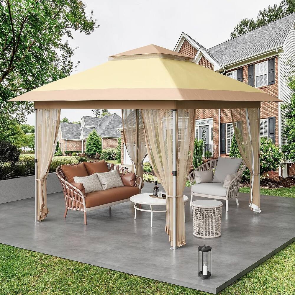 Modern Waterproof 12X12 Ft Instant Pop-Up Gazebo, All-Weather Canopy Tent for Patio, Garden, Backyard, Party - N/A
