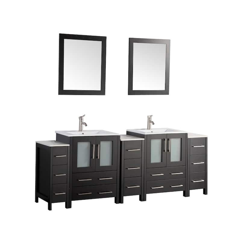Vanity Art 84-Inch Double Sink Bathroom Vanity Set with Top and Free Mirrors - 84 X 18.1 X 35.8