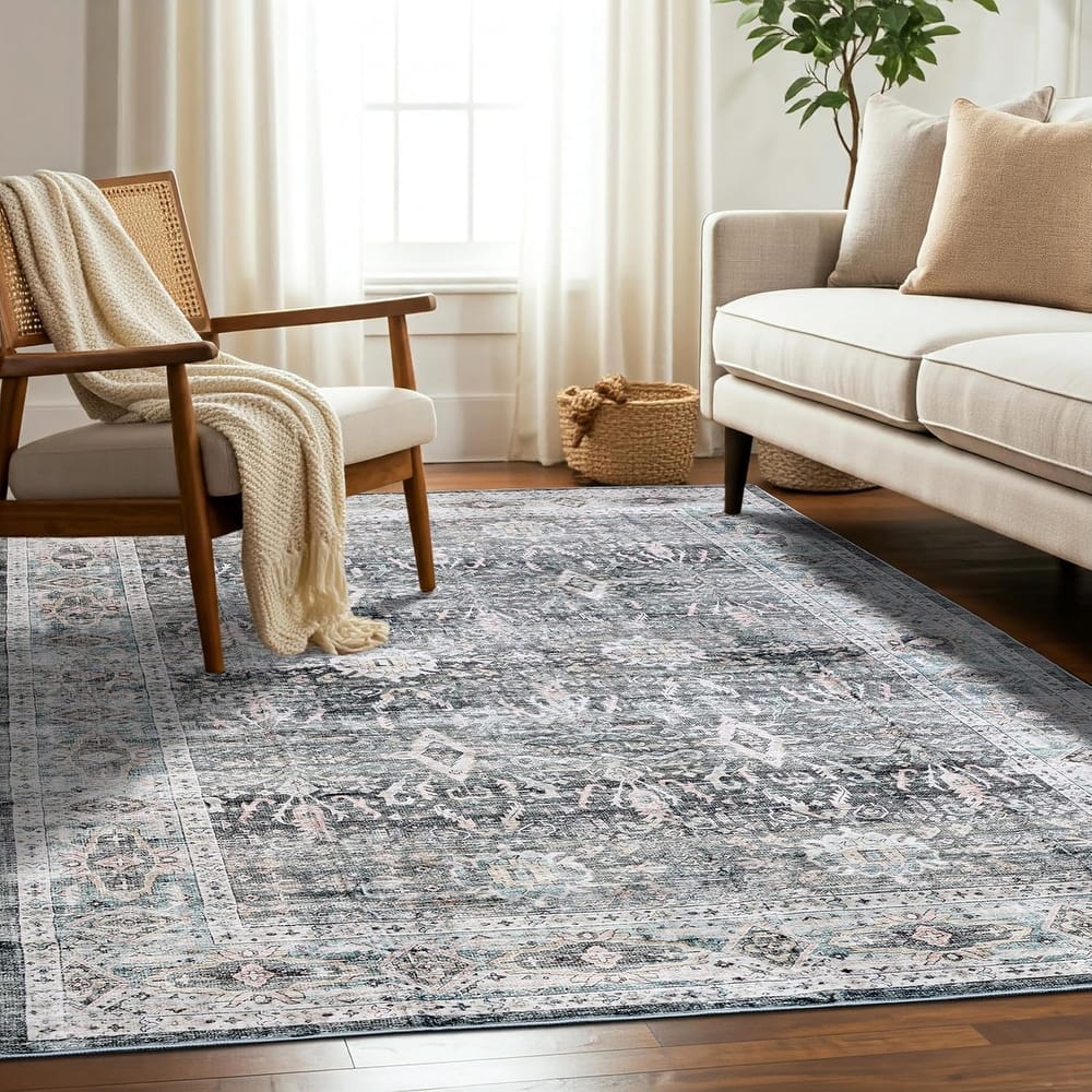 Delara Machine Washable Area Rug, Soft & Durable, Non-Slip Backing, Eco- Friendly GRS certified.