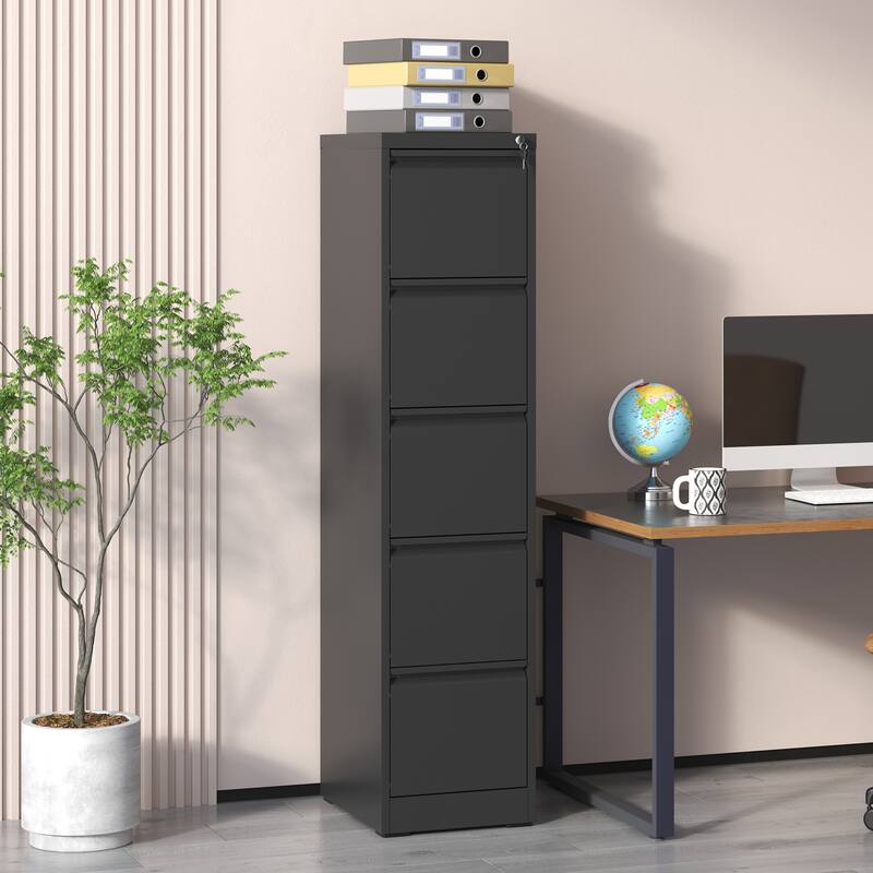 Modern Filing Cabinet, Vertical Filing Cabinet with 5 Drawers, Anti-Tilt System and Locks, for Home Office